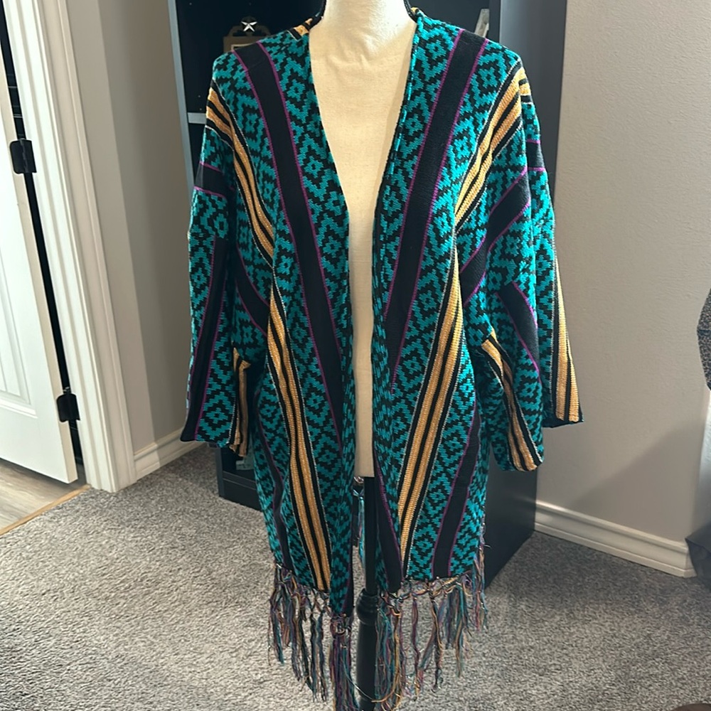 Boho western fringe sweater. Colorful and fun. Very soft
